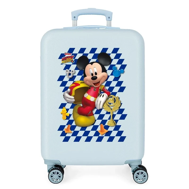 Disney Mickey Good Mood cabin bag, Blue, 38 x 55 x 20 cm, rigid ABS combination side closure, 34 2 kg, 4 double wheels, hand luggage.