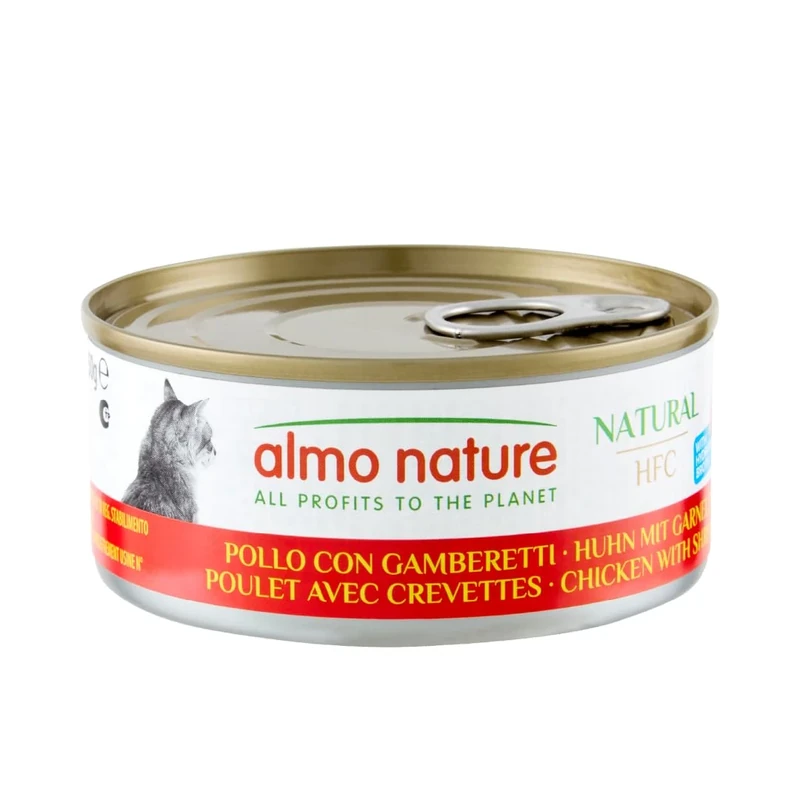 Almo Nature HFC Natural - Wet Cat Food for Cats - Chicken and Shrimps - 150g (Pack of 24)
