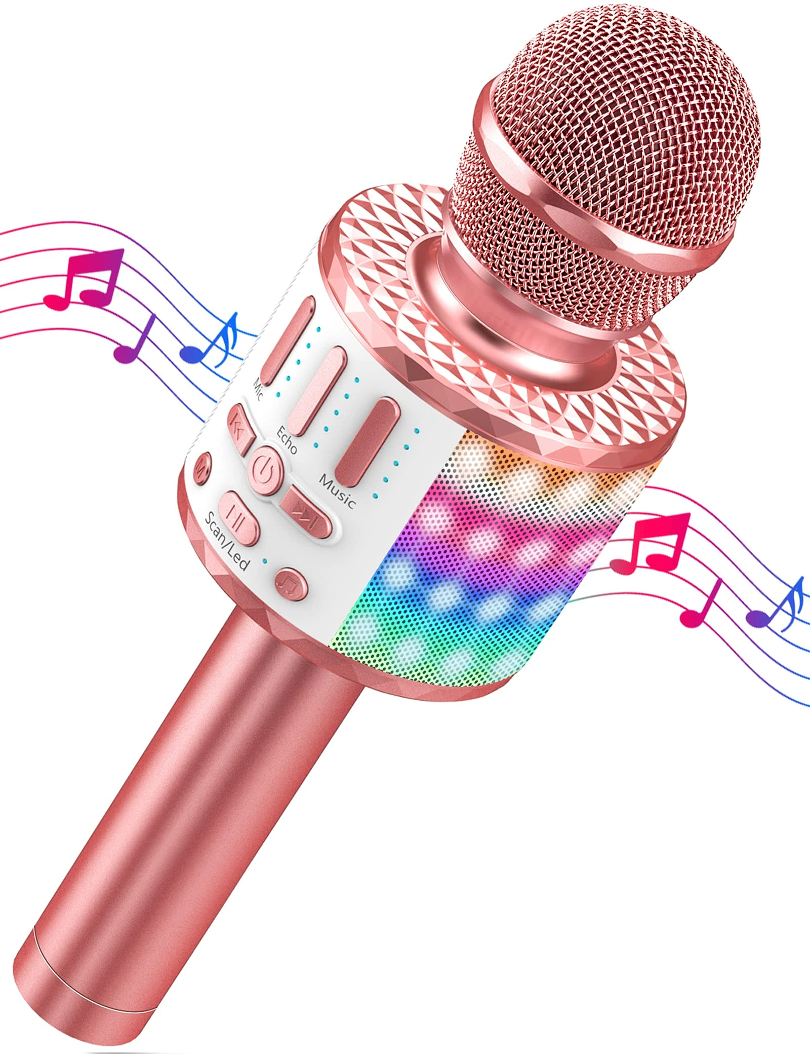Wireless Microphone with Lights, Karaoke Bluetooth Microphone for Kids Adults, Portable Toy Karaoke Mic Speaker Machine, Home KTV Player Support Phone/Pad/TV for Party Singing, Boys Girls Best Gifts