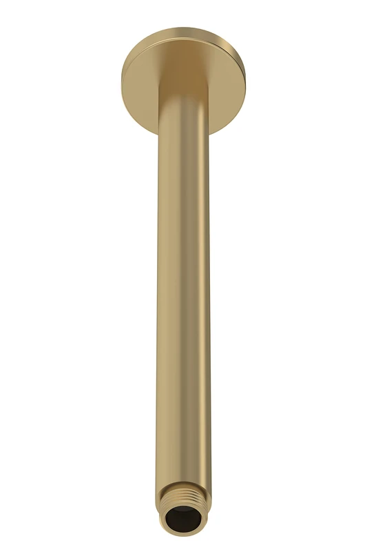 nuie ARM816 Fixed Heads Modern Bathroom Round Ceiling Mounted Shower Arm, 300mm, Brushed Brass