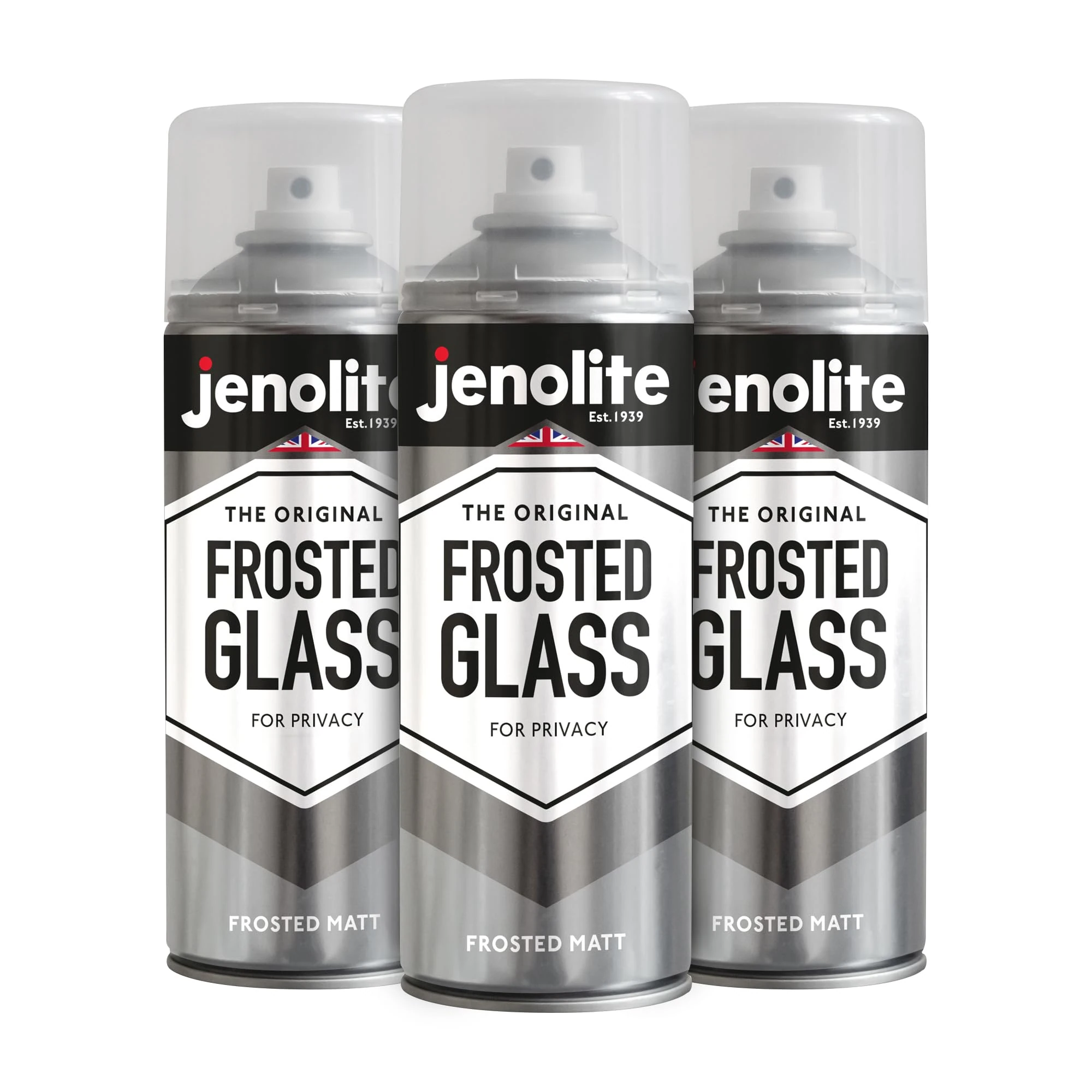 JENOLITE Frosted Glass Spray Paint | OPAQUE MATT FINISH | 3x400ml | Frosted Window Treatment For Added Privacy | Semi-Transparent Spray For Windows & Doors | Glass Frosting
