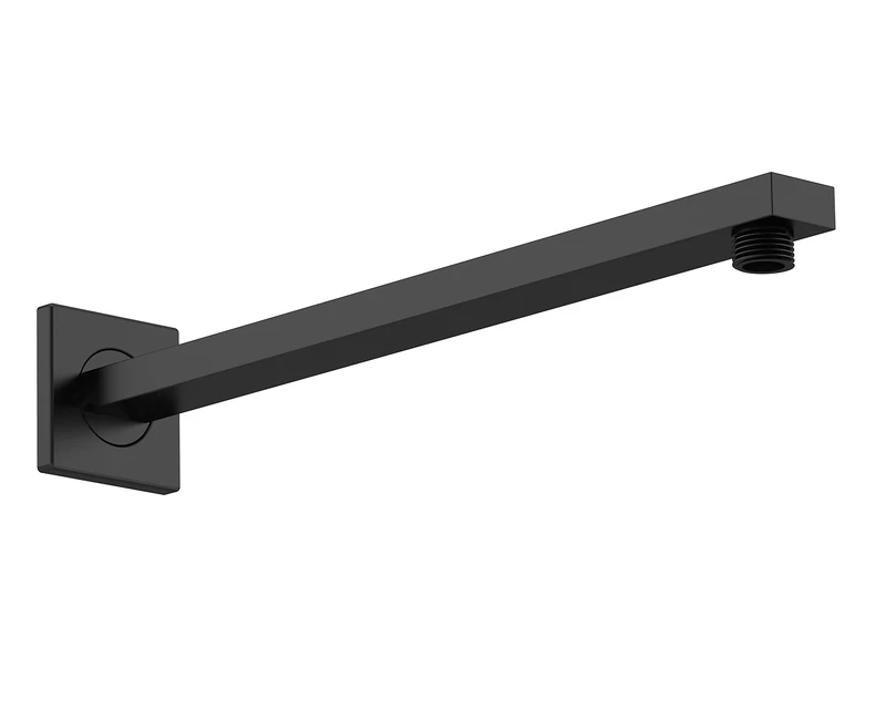 nuie ARM413 Fixed Heads Modern Bathroom Square Wall Mounted Shower Arm, 355mm, Matt Black