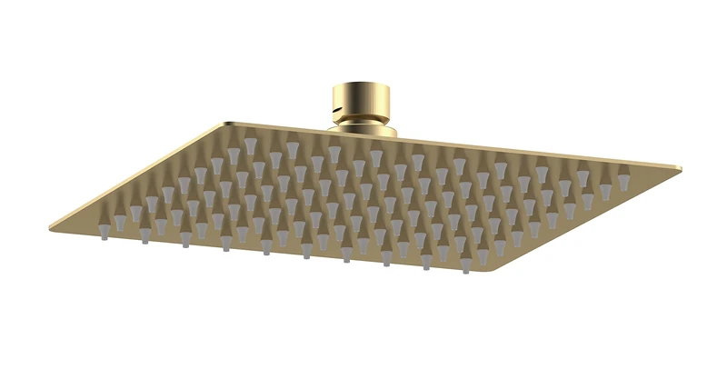 nuie A8088 Windon | Modern Bathroom Square Easy Clean Fixed Shower Head, 200mm, Brushed Brass