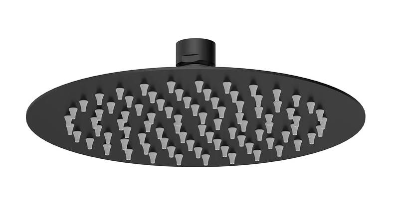 nuie A4082 Arvan | Modern Bathroom Round Easy Clean Fixed Shower Head, 200mm, Matt Black