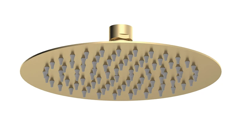 nuie A8082 Arvan | Modern Bathroom Round Fixed Shower Head, 200mm, Brushed Brass