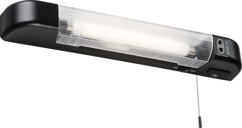 Knightsbridge 6W LED Shaver Light with Dual USB Charger - Matt Black, 492mm x 60mm x 70mm