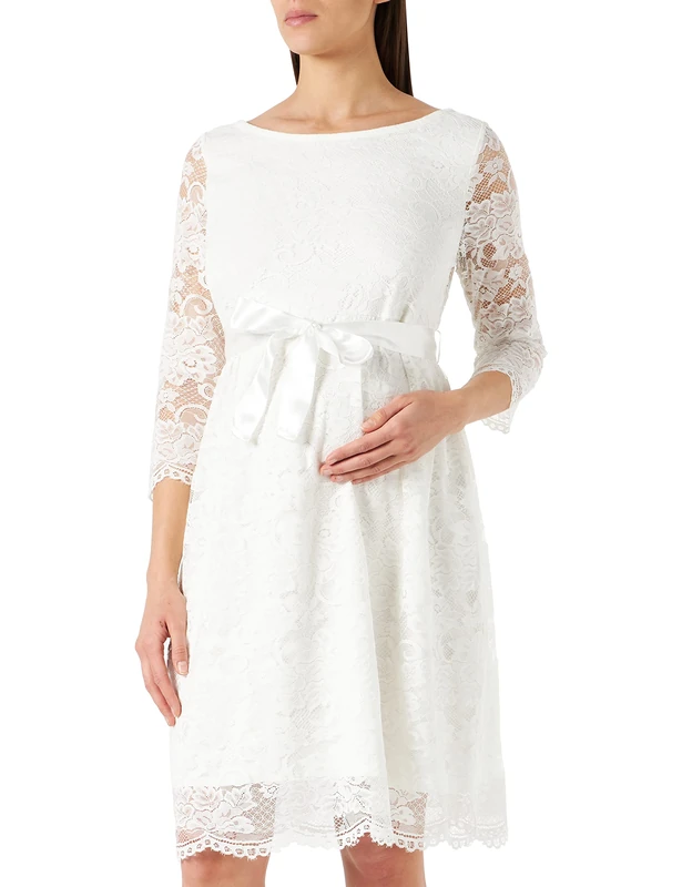 ESPRIT Maternity Women's Dress Woven 3/4 Sleeve Dress, Bright White - 101, XL