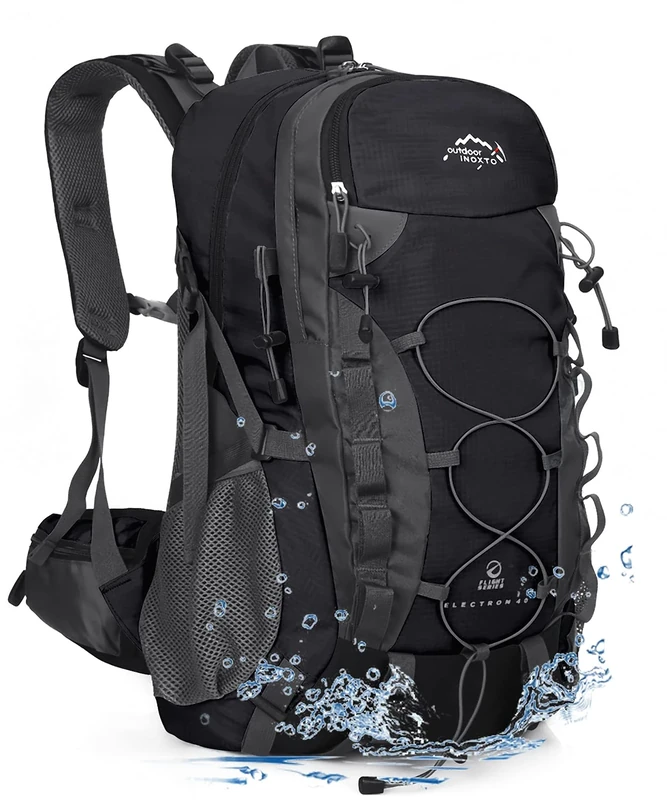 INOXTO lightweight Hiking Backpack 40L Hiking Daypack, Black, Large - Image 1