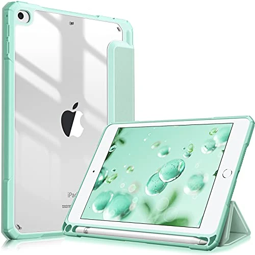 FINTIE Hybrid Case Compatible with iPad Mini 5th Generation (2019) / iPad Mini 4th Generation (2015) 7.9 inch - Slim Shockproof Cover with Clear Back, Auto Wake/Sleep, Green