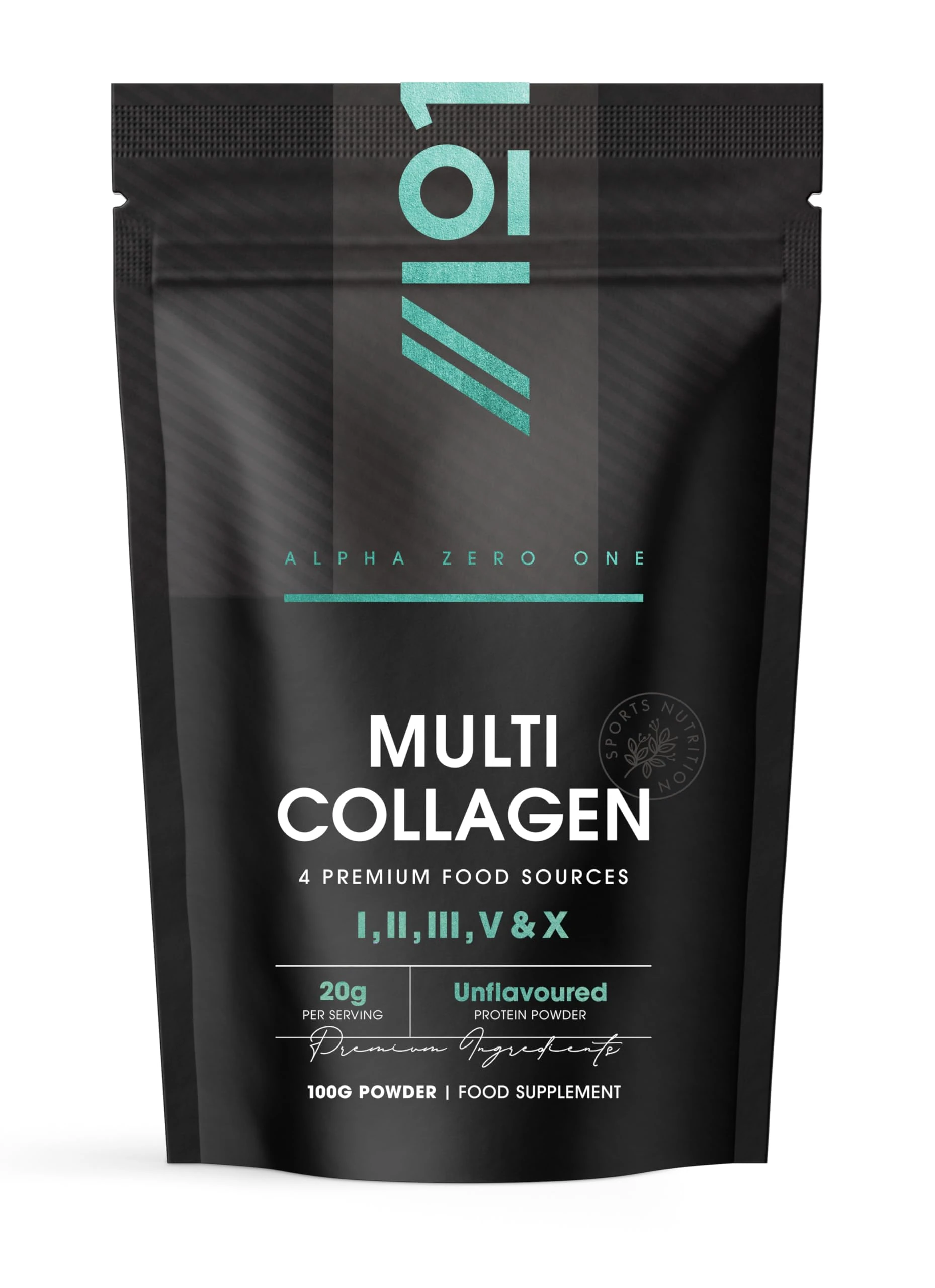 Multi Collagen Protein Powder 100g - 5 Types of Food Sourced Collagen Peptides - Hydrolysed Grass Fed Bovine, Wild Caught Marine & Free-Range Chicken, Supports Joints, Skin and Nails