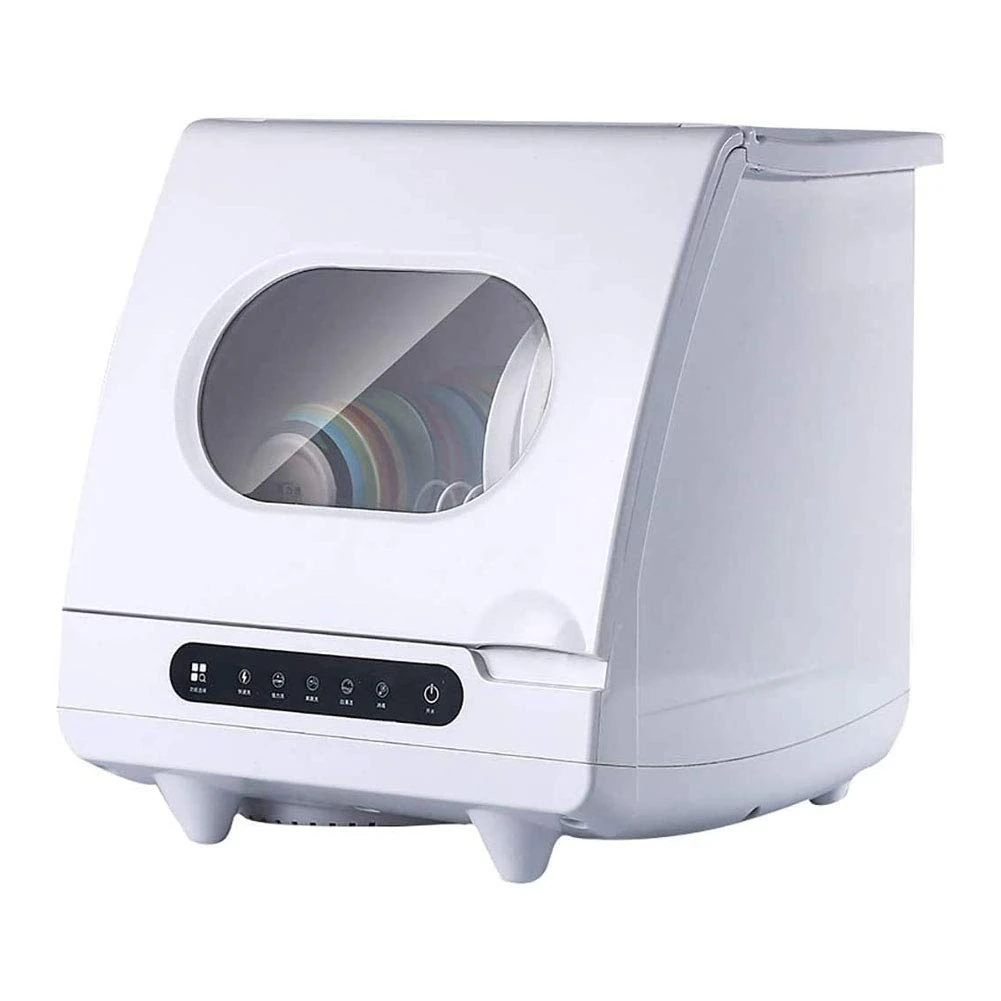 Tabletop Dishwasher Automatic Portable Mini Dish Washer No Plumbing, with Delay Start - with Stainless Steel Interior and 6 Place Settings Rack, for Apartment Office