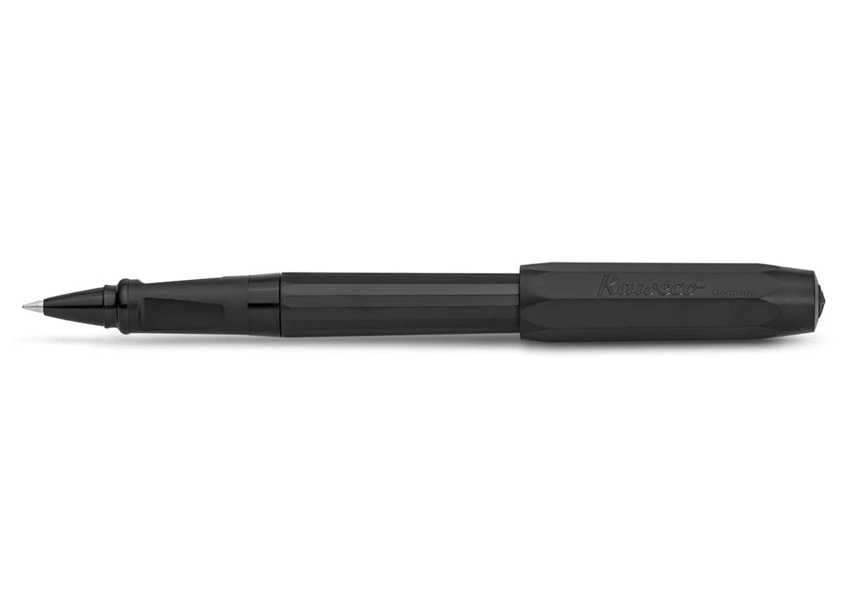Kaweco PERKEO Rollerball Pen All Black I Gel/Ballpoint Pen with 0.7 mm Rollerball Pen Refil for School I Beginner Gel Roller with Ergonomic Grip 15.5 cm