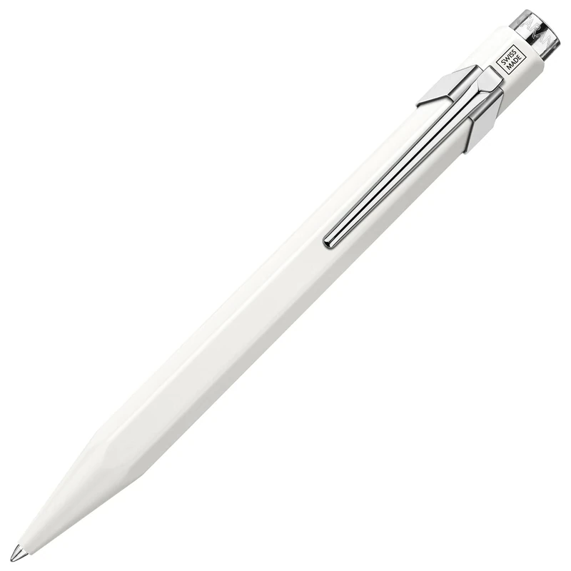 Caran d'Ache 849 Popline 0846.509 Ballpoint Pen with Case Lacquered White M Writing Colour Blue Length 12.5 cm