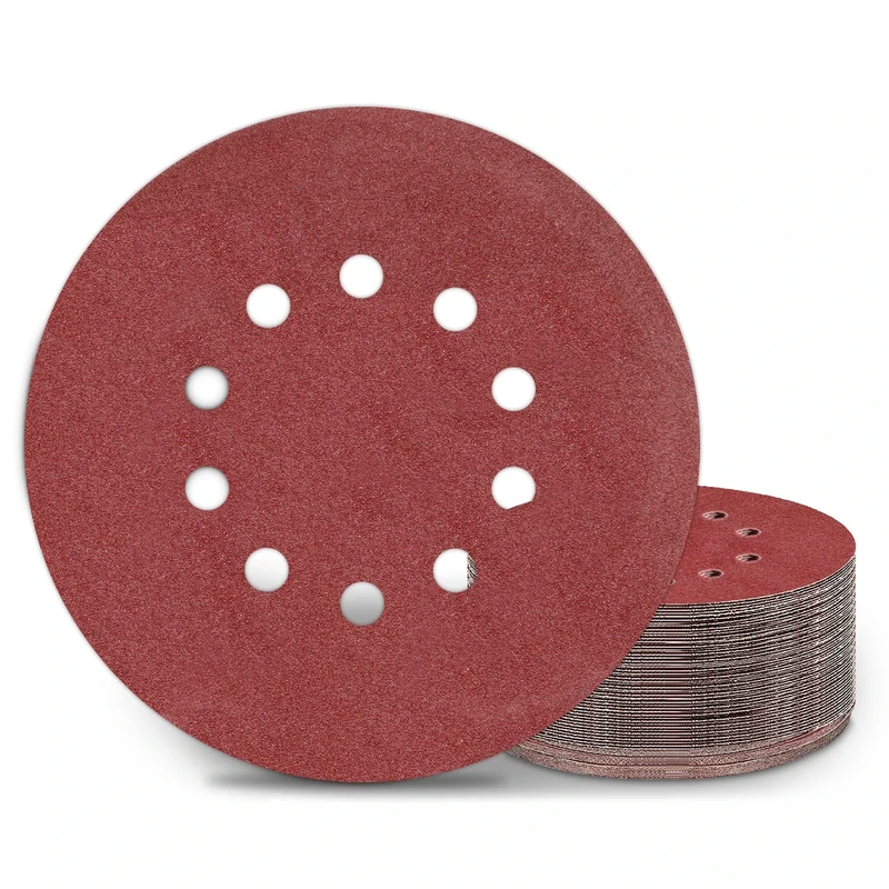 KONGMING 225mm sanding disc 25 Pcs 10 Hole Hook and Loop Grit P120 Sanding pads 9 inch sandpaper for Drywall Sander Long Neck Sander Sanding Giraffe
