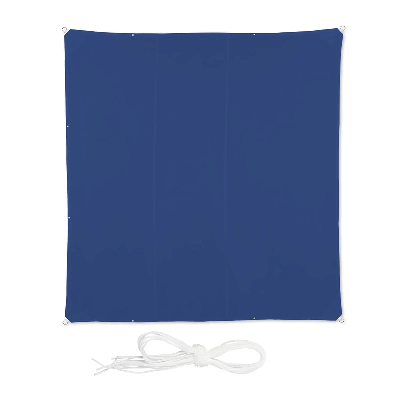 relaxdays Sun Shade Sail, Rectangular 4 x 4 m, Waterproof, Anti-UV, Tensioners, Patio, Balcony, Dark Blue