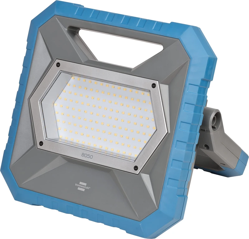 Brennenstuhl LED hybrid work spotlight, LED construction spotlight, 80 W (compatible with Bosch Professional 18 V battery system, battery and mains operation, 5 m cable, 7900 lm, dimmable, BGI608 K2, engineered in Germany)