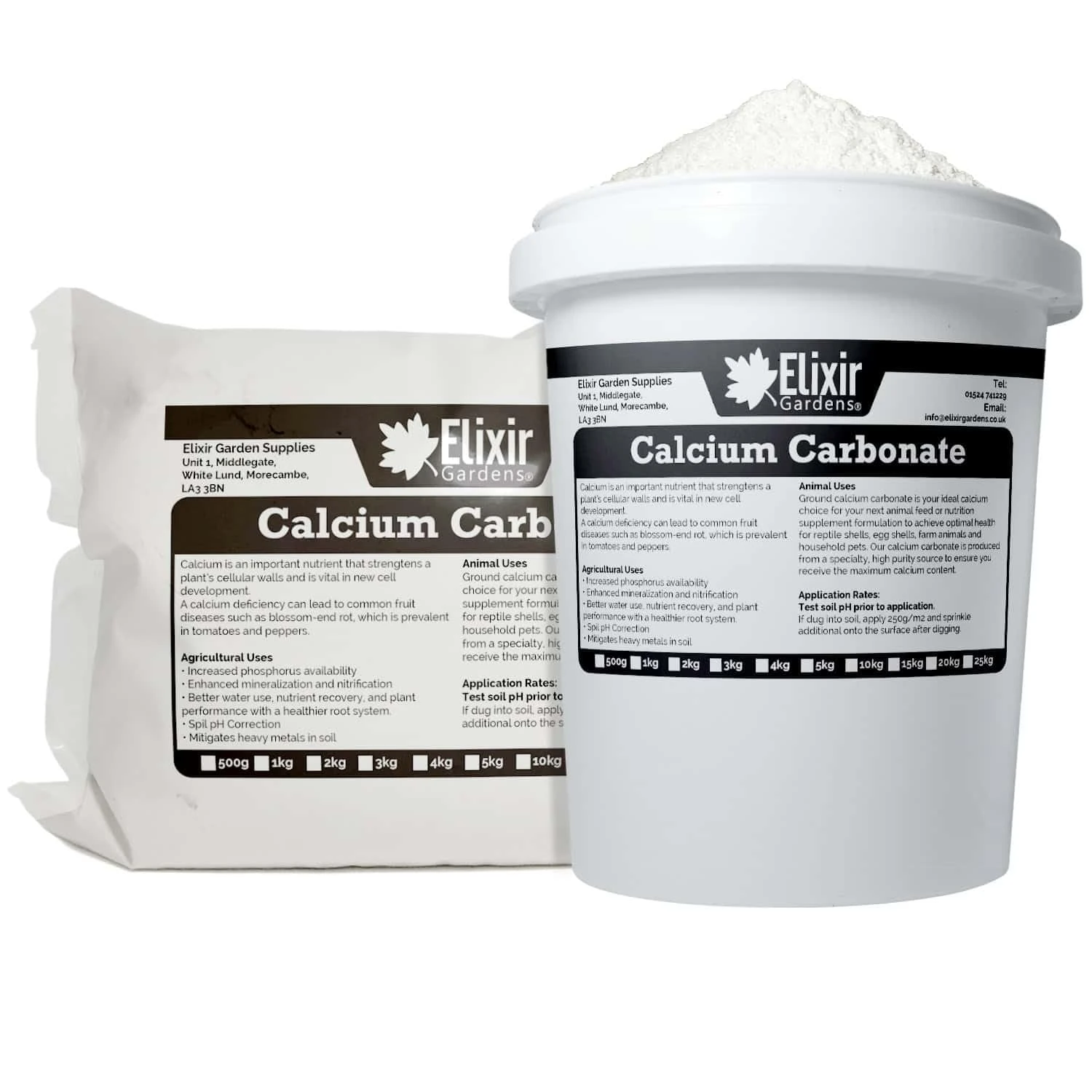 Elixir Gardens Calcium Carbonate (Limestone) Powder | Natural Soil Conditioner & Liming Agent | Reptile, Livestock, Poultry & Pet Nutritional Supplement | 5kg Tub | Treats upto 20sqm