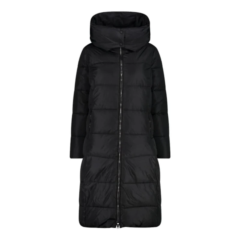 CMP Women's Taffeta Long Coat, Black, 54 (EU)