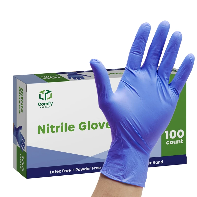 Comfy Package GUSTO [100 Count] Blue Nitrile Gloves, Disposable Gloves - 4 Mil, Latex & Rubber Free, Non-Sterile Powder Free Gloves - Small [Formerly