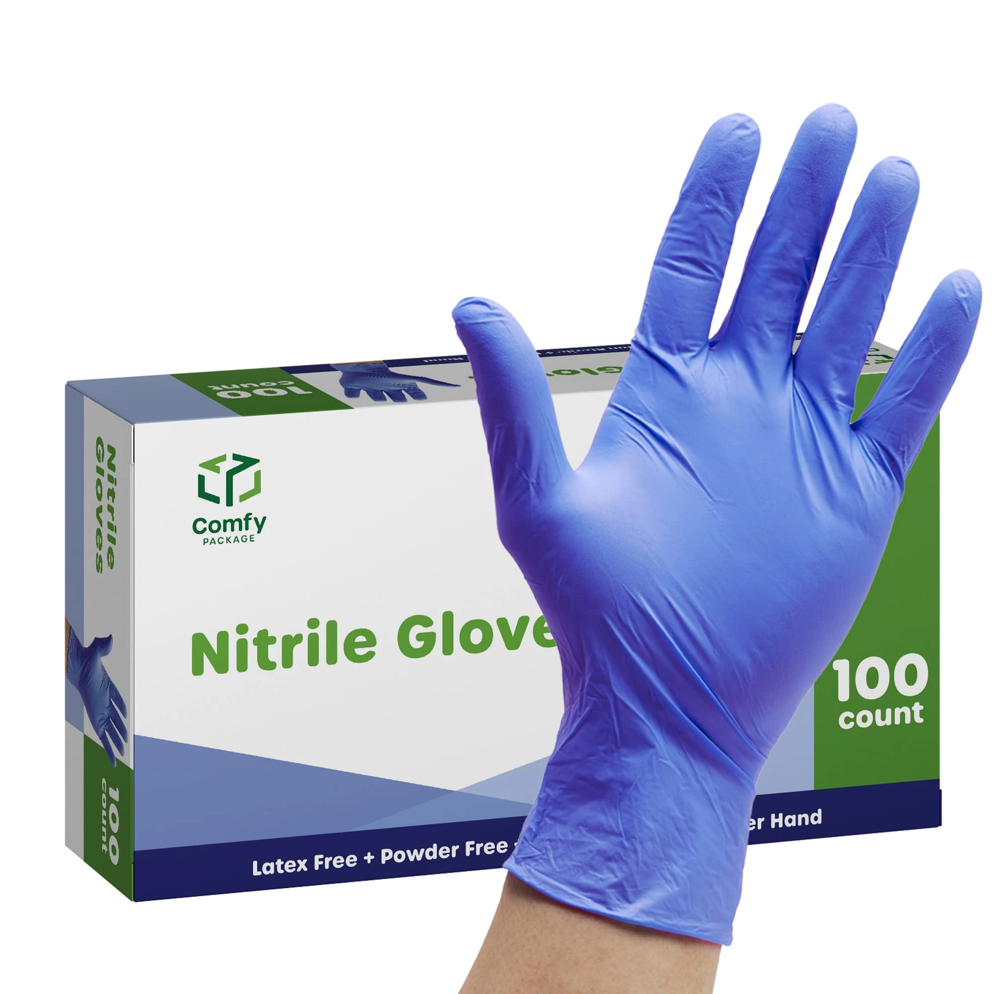 Comfy Package GUSTO [100 Count] Blue Nitrile Gloves, Disposable Gloves - 4 Mil, Latex & Rubber Free, Non-Sterile Powder Free Gloves - Medium [Formerly