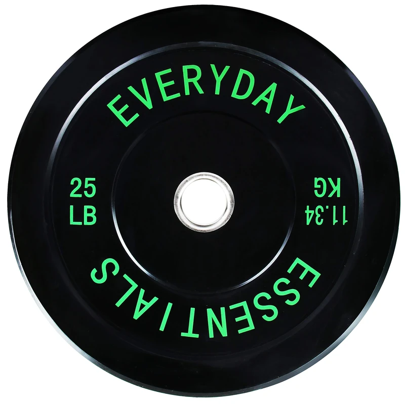 Everyday Essentials Color Coded Olympic Bumper Plate Weight Plate w Steel Hub, Single, Black