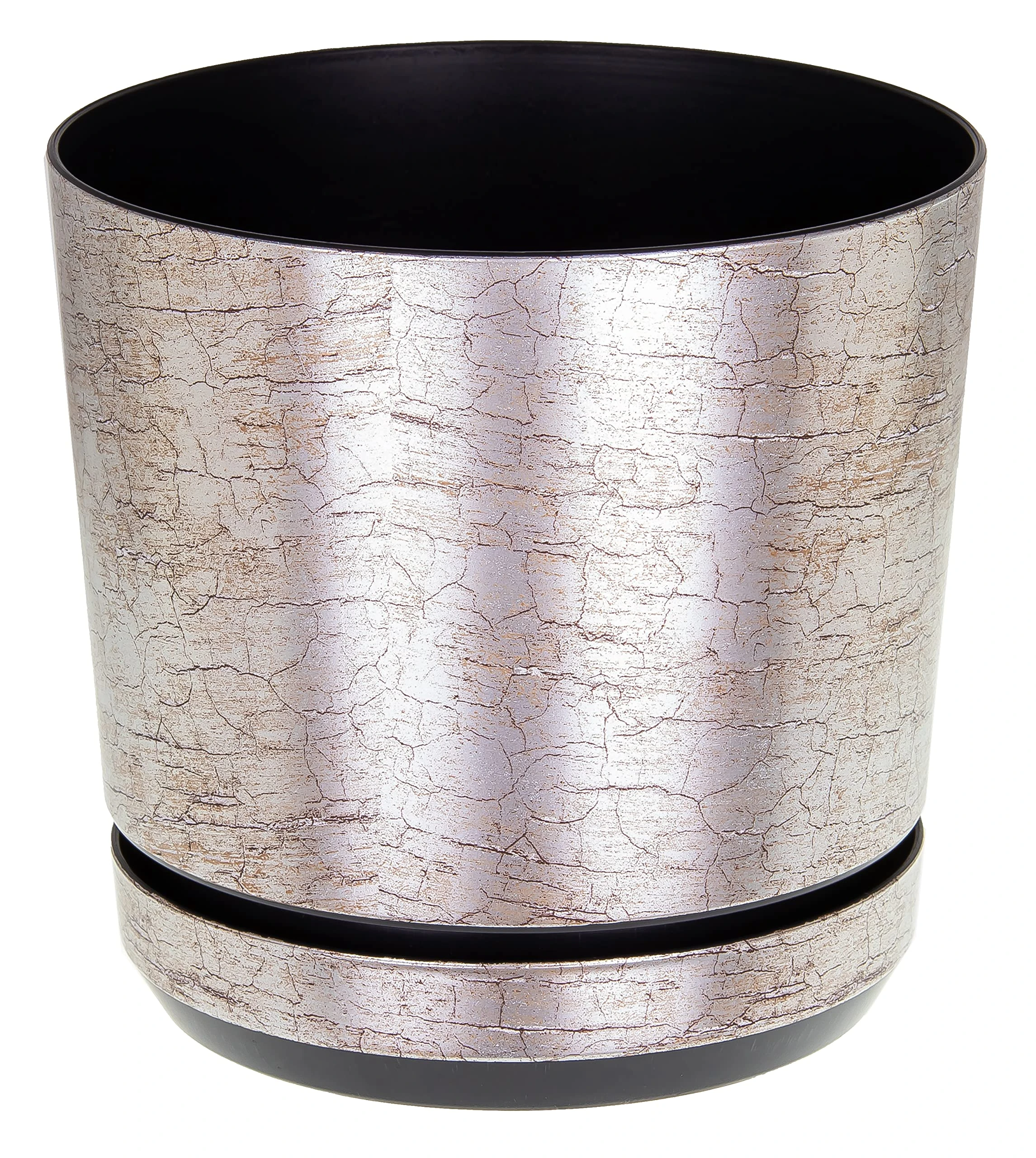 KORAD Antique Silver Indoor Plant Pots, 6 Sizes, Mix and Match Your Decor – Plant Pot Planter with Drainage Holes and Matching Saucer for All Houseplants – Modern Home Decor Round Flower Pot (26 cm)