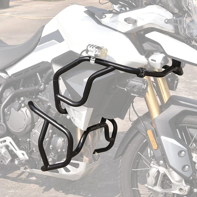 Fairing Highway Crash Bar Upper Lower Engine Guard Bumper Stunt Cage Frame Falling Protector for Tiger 900 Rally/GT/PRO 2020 2021 2022 2023 Dual-Sport Motorcycle Parts (Black-One Set)