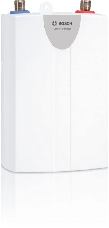 Bosch Tronic Comfort Compact Hydraulic Water Heater 3.5 kW, Ready to Plug, Under-Sink Device, Pressure- and Pressure-Resistant Connection, White/Grey