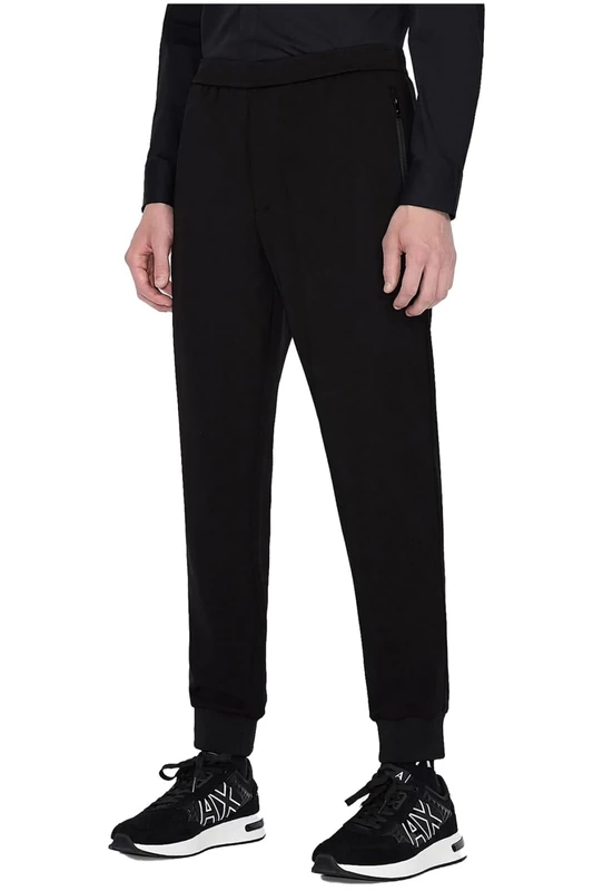 Armani Exchange Men's Classic Jogging Bottoms with Drawstring, Training Trousers, Black, L