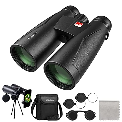 Usogood Binoculars for Adults with Nitrogen Filled IPX7 Waterproof & Fog-Proof, Professional 12x50 Binoculars for Bird Watching, Hiking and Stargazing with Tripod Phone Adaptor -BaK-4 Prisms, FMC Lens