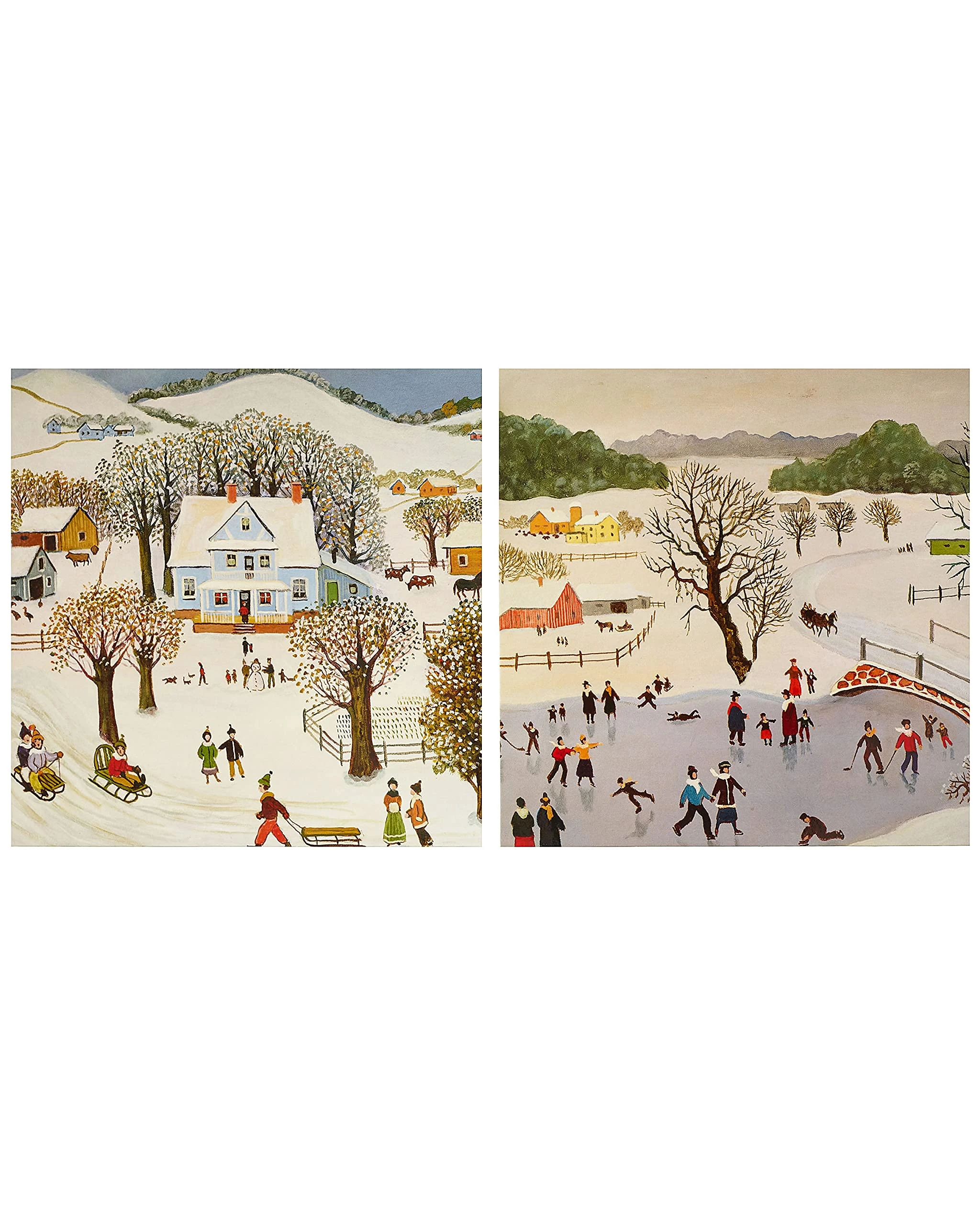 UK Greetings Multipack of 16 Christmas Cards for Him/Her/Friend - 2 Snow Scene Designs