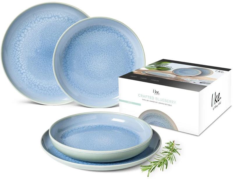 like. by Villeroy & Boch - Crafted Blueberry / 4-Piece Premium Porcelain Dinner Set/Turquoise