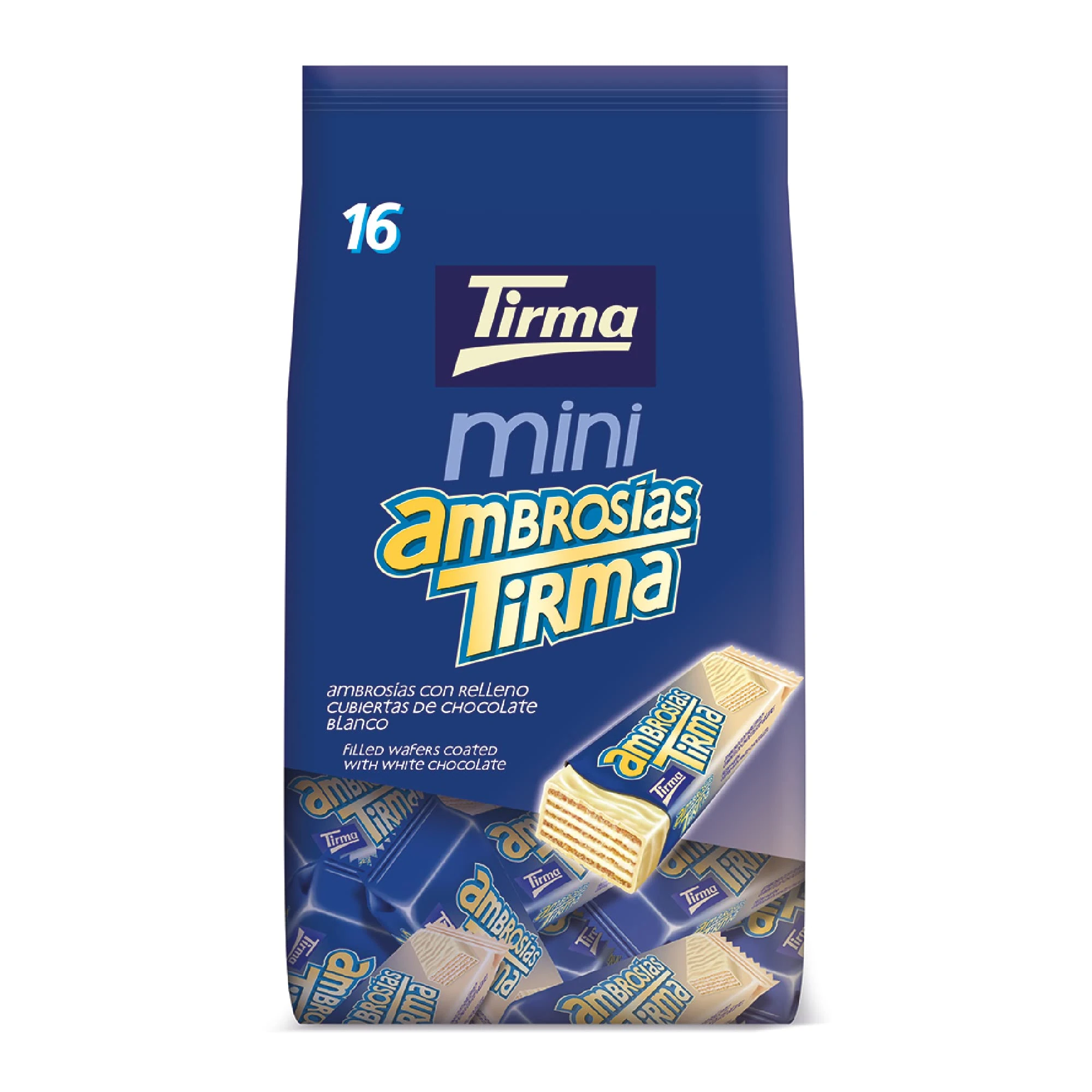 Tirma Mini White Chocolate Wafers 216g | 1 Gift Bag - 16 Bite-Size Individually Wrapped Wafers | Smooth Cream Filled | Non-GMO | Suitable for Vegetarians
