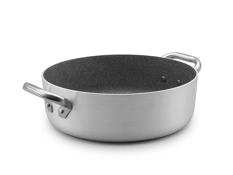 Pentole Agnelli ALSA106GPI32 Shark Skin Induction Line, Low Saucepan, Non-Stick, with 2 Stainless Steel Handles, 32 cm