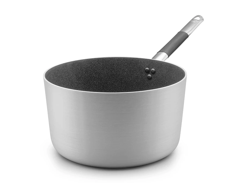 Pentole Agnelli ALSC105GC24 Shark Skin Line High Saucepan Non Stick with 1 Stainless Steel Handle 24 cm