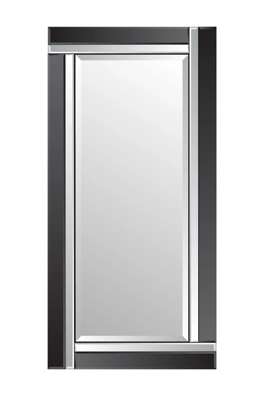Milton Manor Large Black and Mirror Bevelled Dress Wall Mirror 5Ft9 X 2Ft9 (174cm X 85cm)