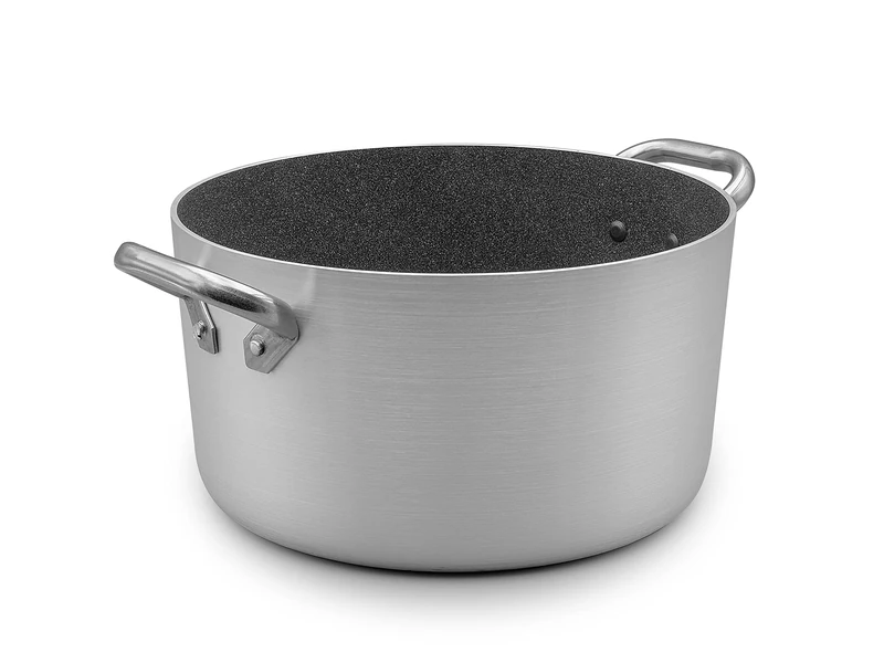 Pentole Agnelli ALSA104G28 Shark Skin Line, High Non-Stick Saucepan with 2 Stainless Steel Handles, 28 cm