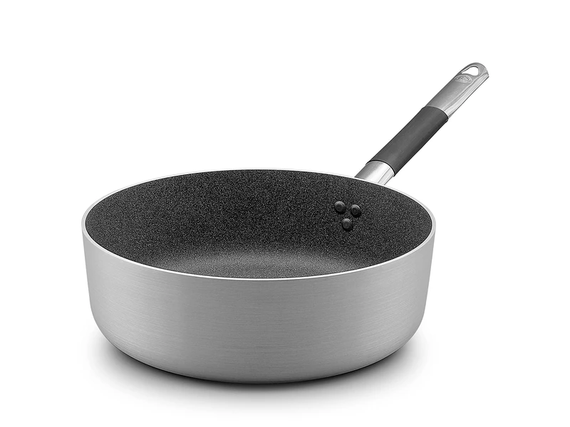 Pentole Agnelli ALSC107GC24 Shark Skin Induction, Low Saucepan, Non-Stick, with 1 Stainless Steel Handle, 24 cm