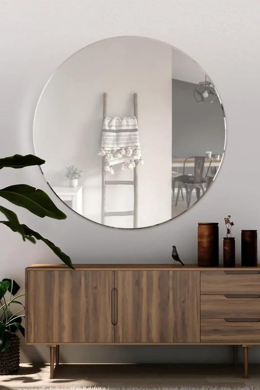 MirrorOutlet Milton Manor Bevelled Classic Circular Design Round Mirror 100 x 100CM 3ft4 x 3ft4, Frameless, YC094-M, Silver