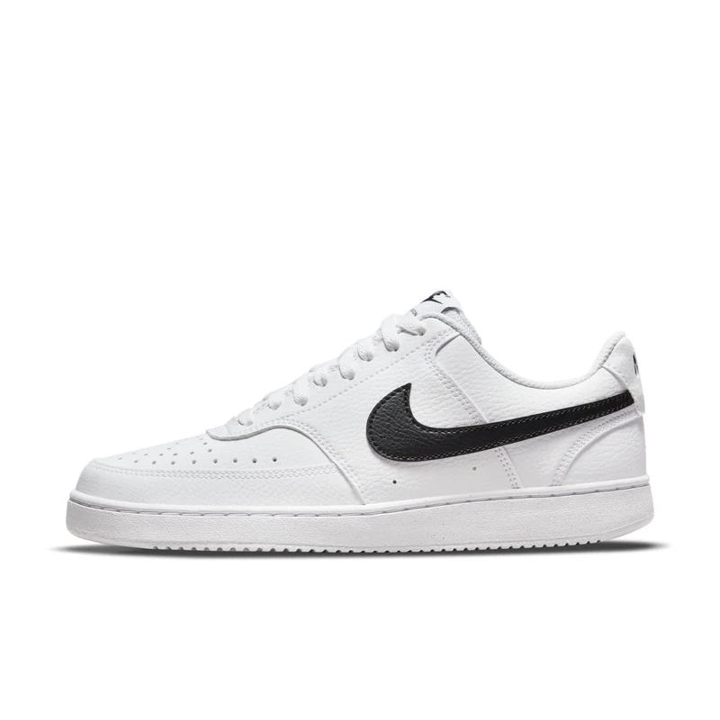 Nike Women's Court Vision Low Sneaker, White/Black-White, 4