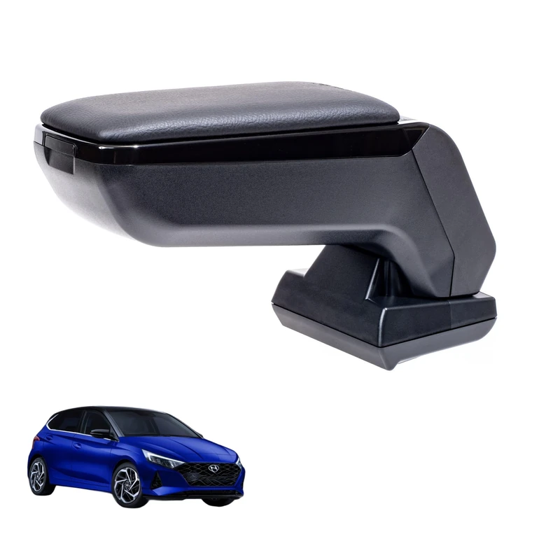 RATI ARMSTER S Armrest Compatible with HYUNDAI I20 2020- / BAYON 2021- [Black,Vegan Leather] Central Armrest Retrofit with Storage Compartment