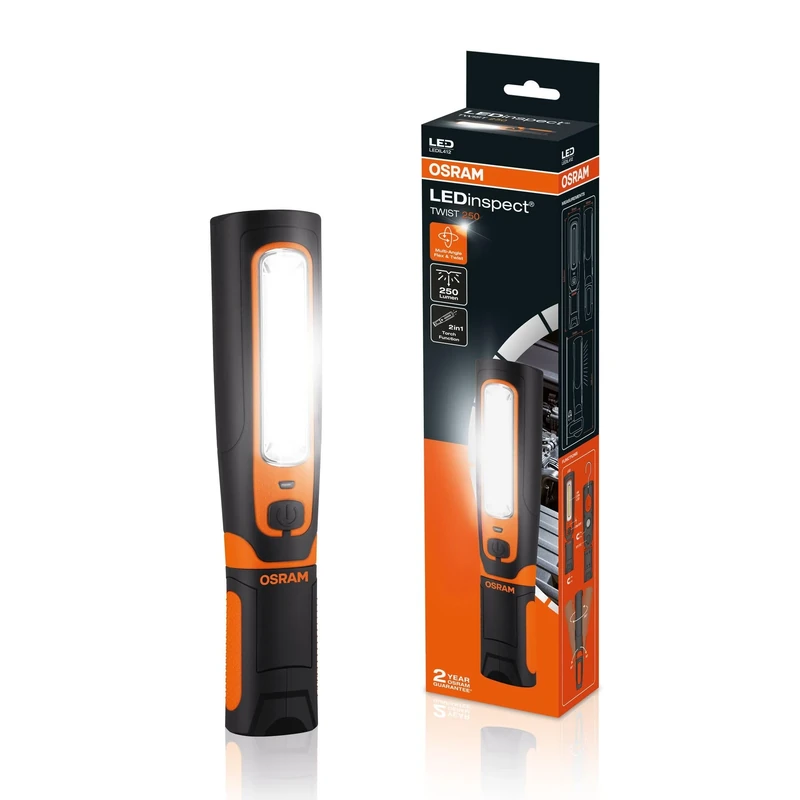 OSRAM LEDinspect TWIST250, LED inspection light, 6000K, rechargeable LED work light, magnetic, incl. hook