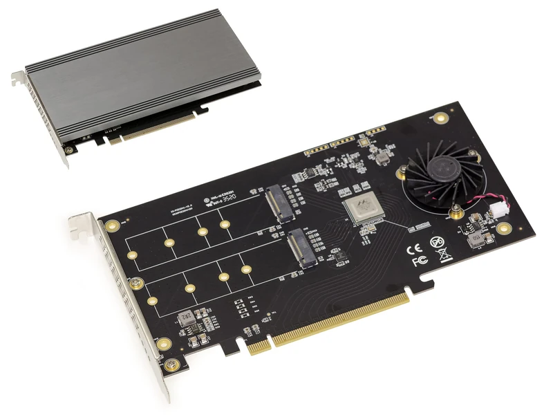 KALEA-INFORMATIQUE PCIe 3.1 x16 controller card for 2 M.2 NVMe M Key (M2 NGFF) SSDs. RAID HARWARE 0 1 with MARVELL 88NR2241 chipset