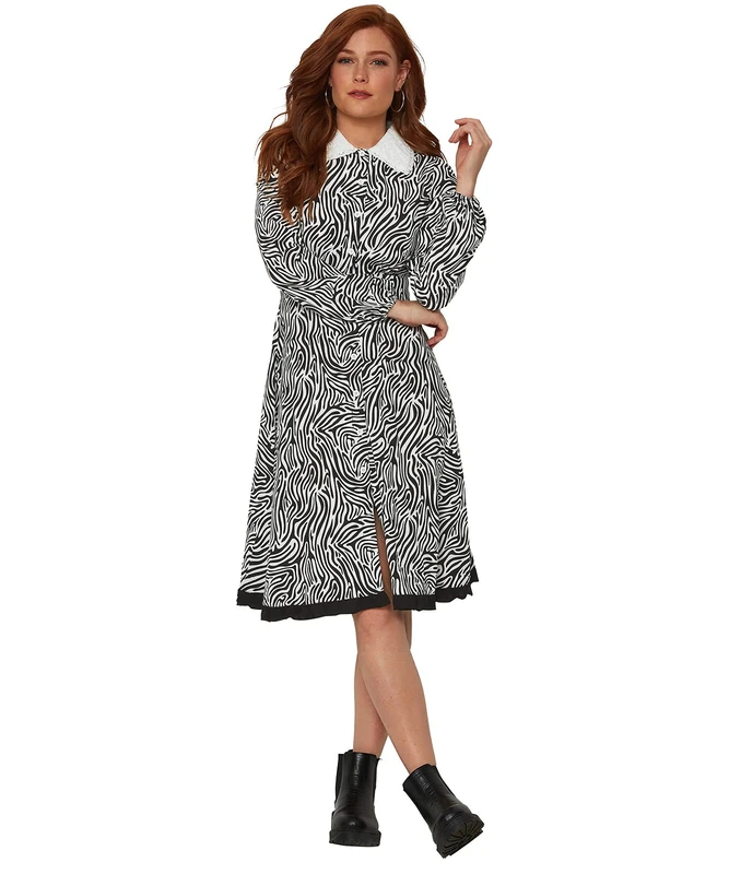 Joe Browns Women's Cute Collar Dress Casual, Black/White, 8