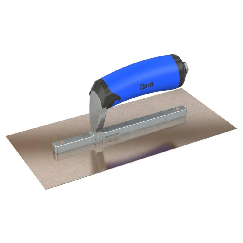 Bon 67-118 Finish Trowel - Square - Golden Stainless - 11.5 X 4.5 - Comfort Grip Handle