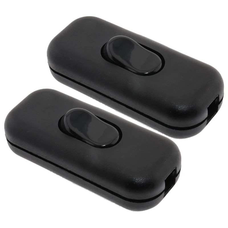 Art Deco Emporium Black Twin-Pack Dual Pole Inline Switch for Light Switches, Small Appliance or Lamp Switch Accepts upto Three Core Round or Flat Wire and Flex 6Amp 230V Double Pole Switching