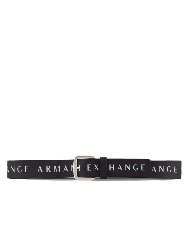 Armani Exchange Men's Logo Print Belt Belt, Black/Off White, Extra Small