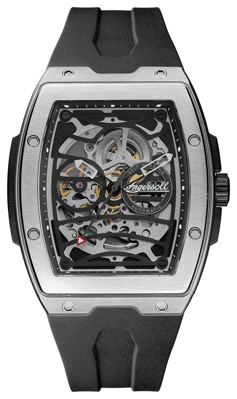 Ingersoll 1892 The Challenger Mens 45mm Automatic Watch with Black/Silver Dial and Black PU Plastic Strap I12301