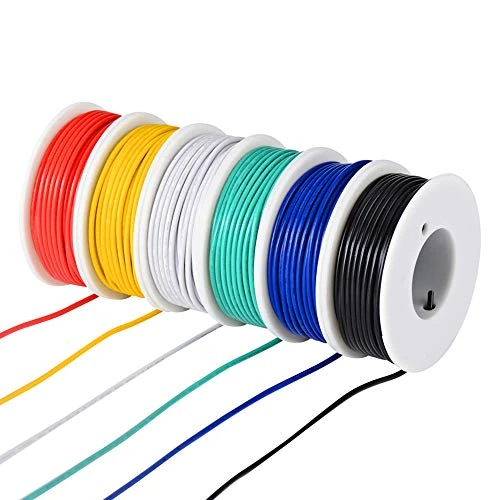 TUOFENG 18 AWG Wire Electrical Wires 18 Gauge Tinned Copper Wire, PVC (OD: 1.85 mm) 6 Different Colored 16.4ft / 5m Each,Stranded Wire Hookup Wires for DIY DC/AC