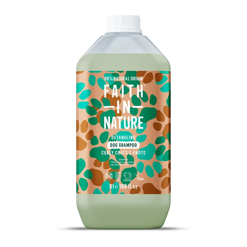 Faith In Nature Natural Coconut Dog Shampoo, Vegan & Cruelty Free,No SLS,Silicones or Parabens, Detangling, For Curly Coats, 5L Refill Pack